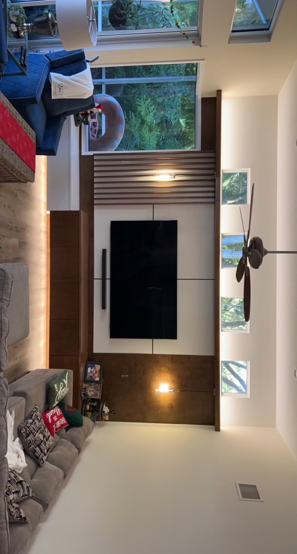 Walnut Slat Media Wall